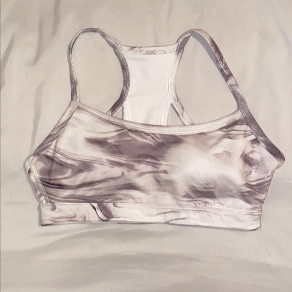 white marble sports bra